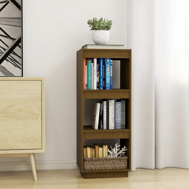 Gibora 103cm H x 40cm W Solid Wood Etagere Bookcase, Dark Brown