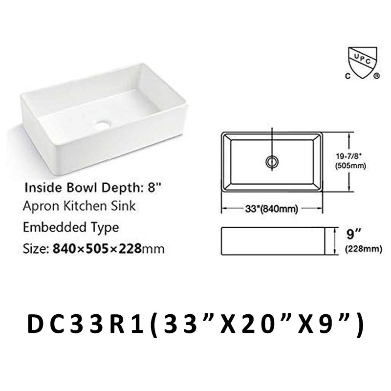 33'' L Single Bowl Kitchen Sink