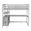 Lit mezzanine simple gris avec bureau, tablettes et tiroirs coulissants fonctionnels-303046812-303046813