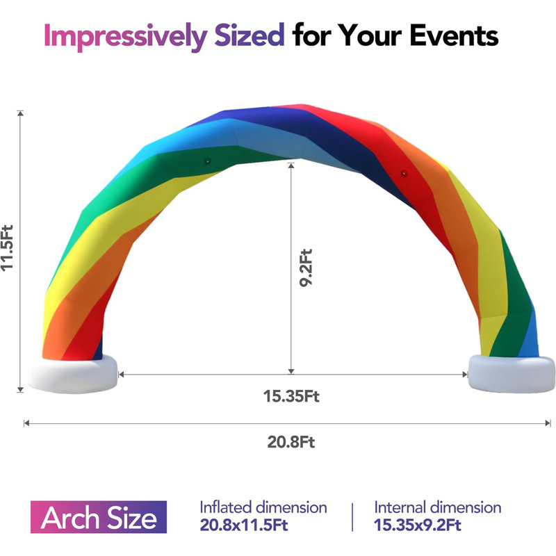 Arche gonflable demi-cercle avec souffleur intégré Wellcomer, Arc-en-ciel