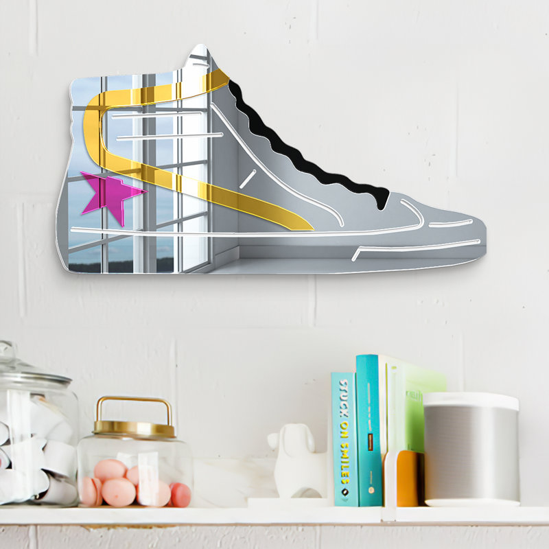 Cool Sneaker Acrylic Mirror Wall Decor, Yellow/Pink