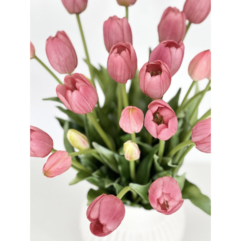 5 vraies tulipes artificielles, Rosé