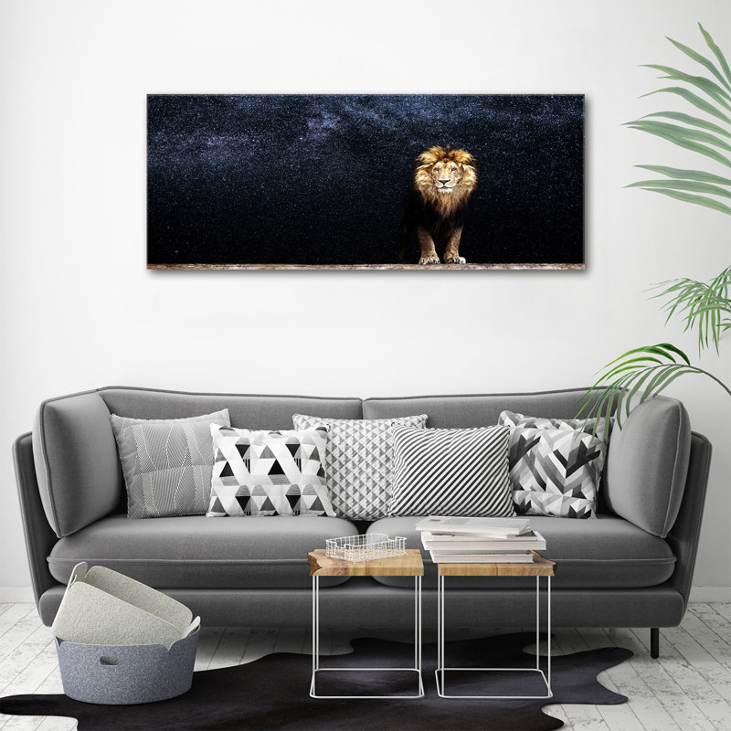 A Lion Canvas On The Background Of Stars - No Frame Print on Canvas