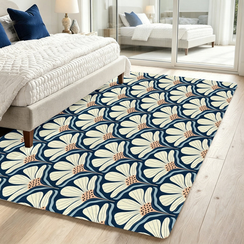 Artistic Floral Area Rug, Non-Slip Washable for Living Room, Bedroom, Dining, Home Office, Apartment Decor, Floor Mat, and Accessories, Rugs