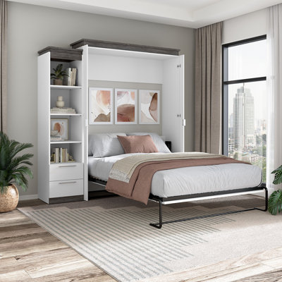 Grand lit escamotable Ailé et étagère étroite avec tiroirs (85 W)