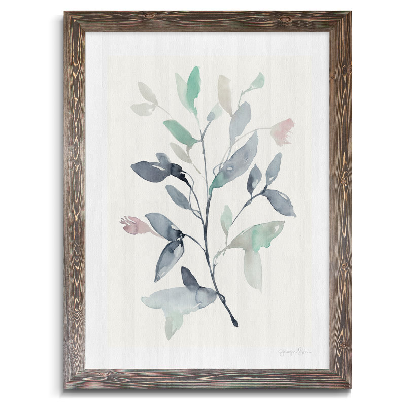 "water branches i" , reproduction d’art sur toile encadrée, H 38 po x l 28 po x P 1,25 po, Cadre espresso
