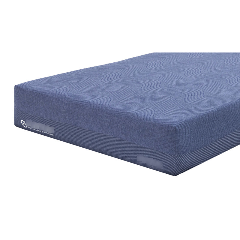 Matelas simple en mousse 12 po, bleu - gris, mémoire D2,5, emballage roulé, housse en tissu doux D2,5