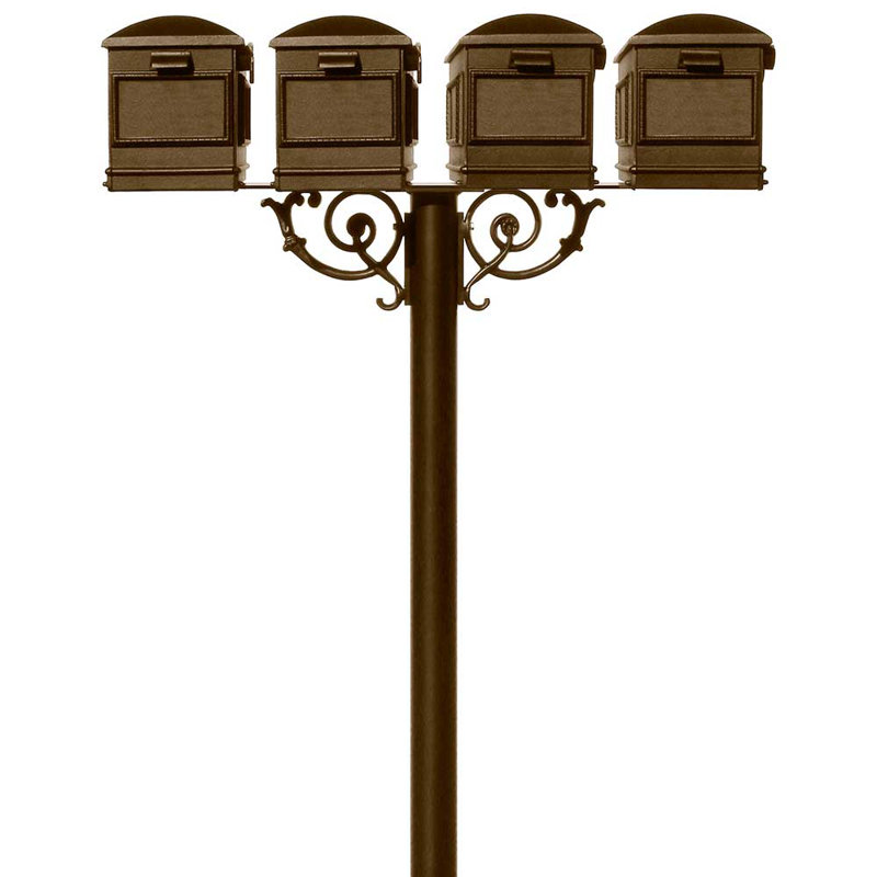 Hanford Aluminum Post Mounted Mailbox with Magnetic Closure