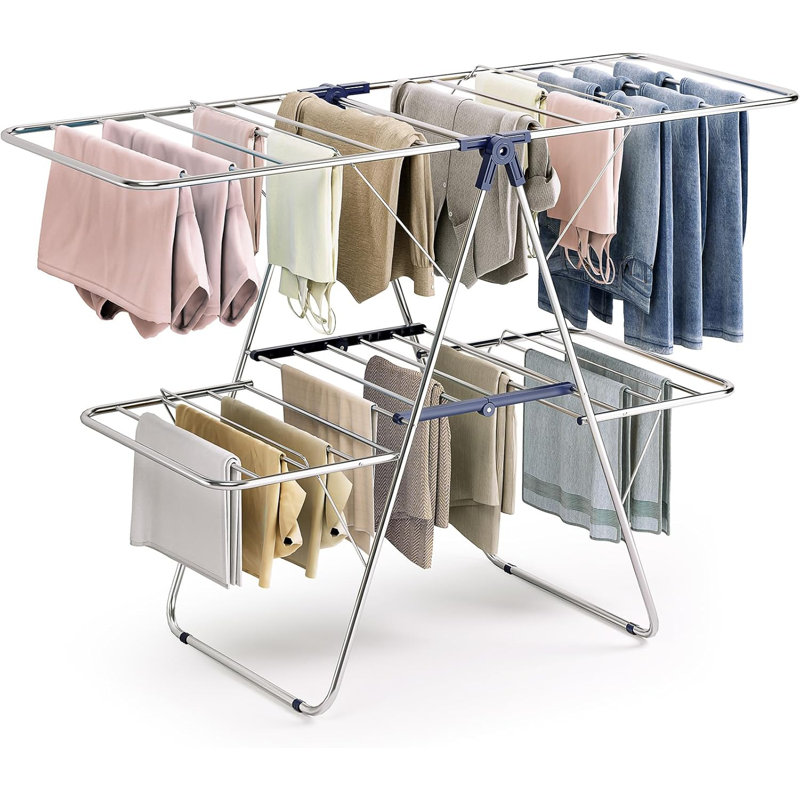 Séchoir à vêtements, séchoir à vêtements pliable à 2 niveaux