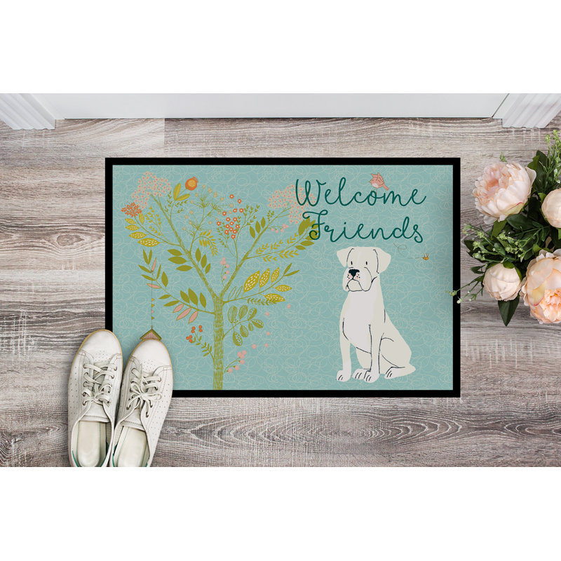 Yonker Non-Slip Indoor / Outdoor Doormat, White Boxer