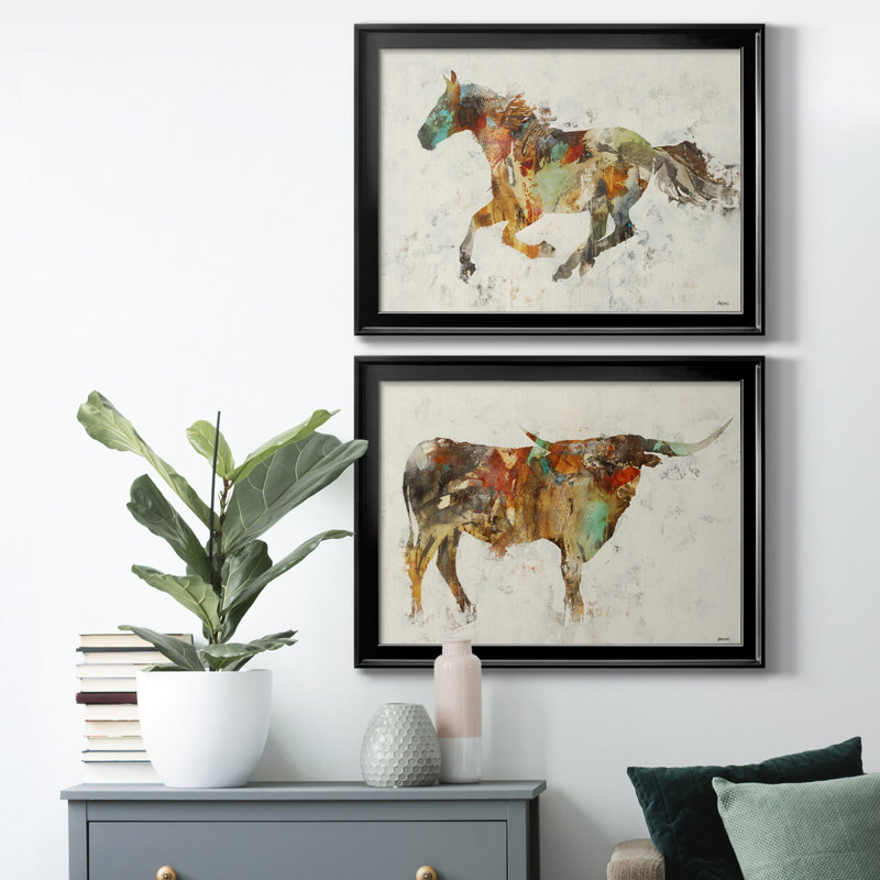 Totem II - ensemble de 2 reproductions, Toile avec cadre noir, H 18,5 po x l 24,5 po x P 1,5 po, Pas de tapis