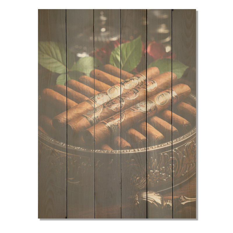 «Cuba Cigar Expression I - Cuba Landscape», art mural sur bois de pin naturel, H 40 po x l 30 po