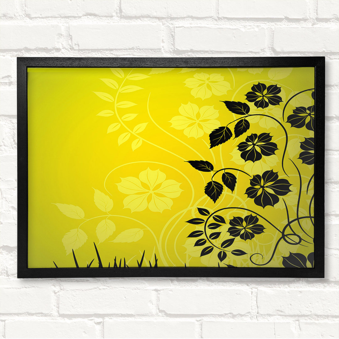 Gerahmter Kunstdruck Black Flowers In Yellow Sun