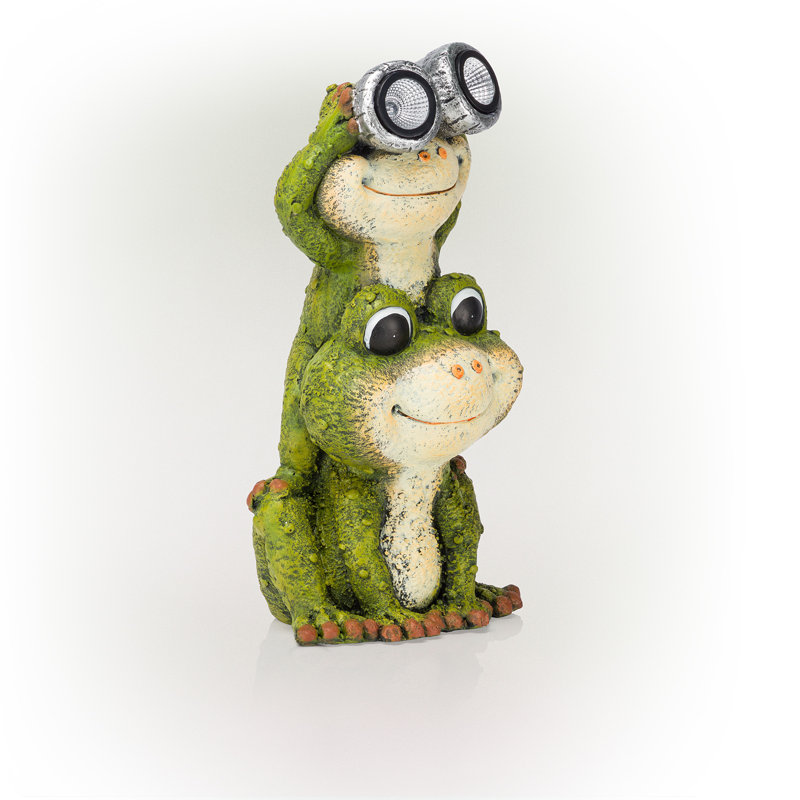 Statue solaire grenouilles jumelles solaires