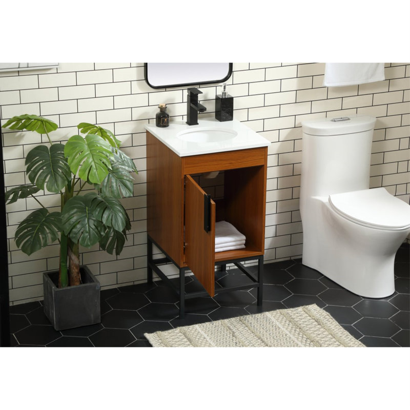 Eugene 18'' Single Bathroom Vanity with Top, Teak