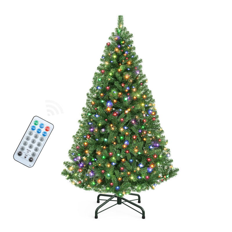7.5Ft Green Lighted Artificial Christmas Tree With Stand