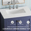 Meuble-lavabo autoportant de 30 po avec lavabo, comptoir en marbre d'ingénierie de Carrare avec lavabo rectangulaire encastré en céramique, grande porte de rangement à fermeture en douceur, structure en bois massif-120330145
