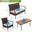 Pranet Rattan 4 - Person Seating Group with Cushions