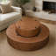 Round Burl Wood Veneer Coffee Table with Sturdy Pedestal-261113092
