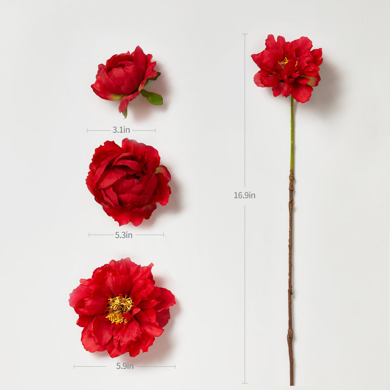 Boîte à fleurs 17 po en soie artificielle rouge pour bricolage (16 pièces), Rouge
