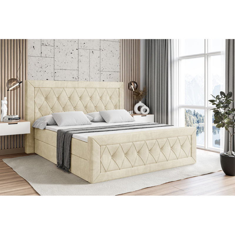 Bed, 140 x 200cm, Beige