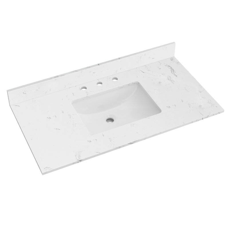 Plateau de meuble-lavabo simple 42 po en marbre de culture avec lavabo - pour meuble-lavabo de remplacement, sans armoire
