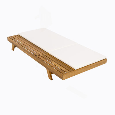 Ensemble de méridienne de salon, espace disponible d'un côté, bois d'acacia avec coussins de salon résistants à l'eau (crème et épaisseur de 2 pouces) - version assortie gris foncé / feuille de noix de coco disponible
