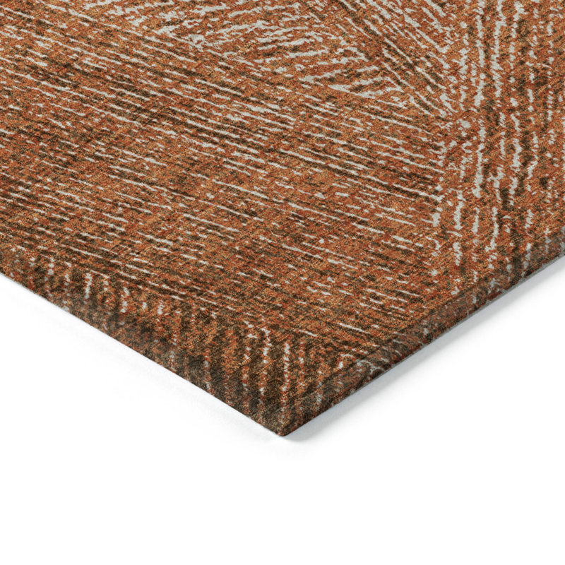 10' X 14' Copper Brown Abstract Washable Indoor Outdoor Area Rug