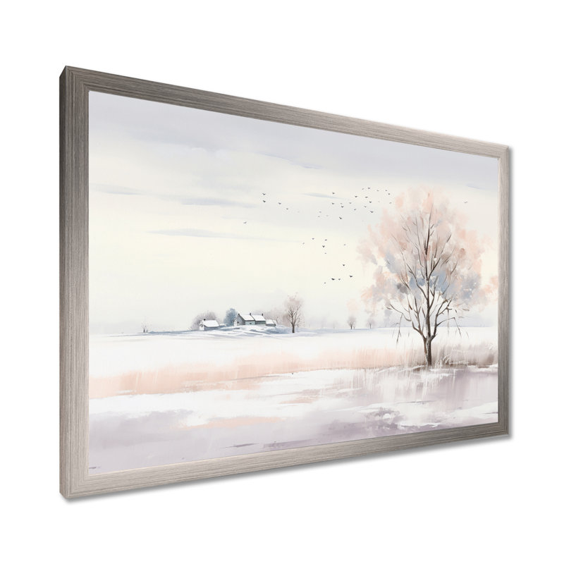 Paysage d'hiver, minimalisme - Paysage d'hiver, Cadre simple argenté, H 30 po x l 40 po x P 1,5 po