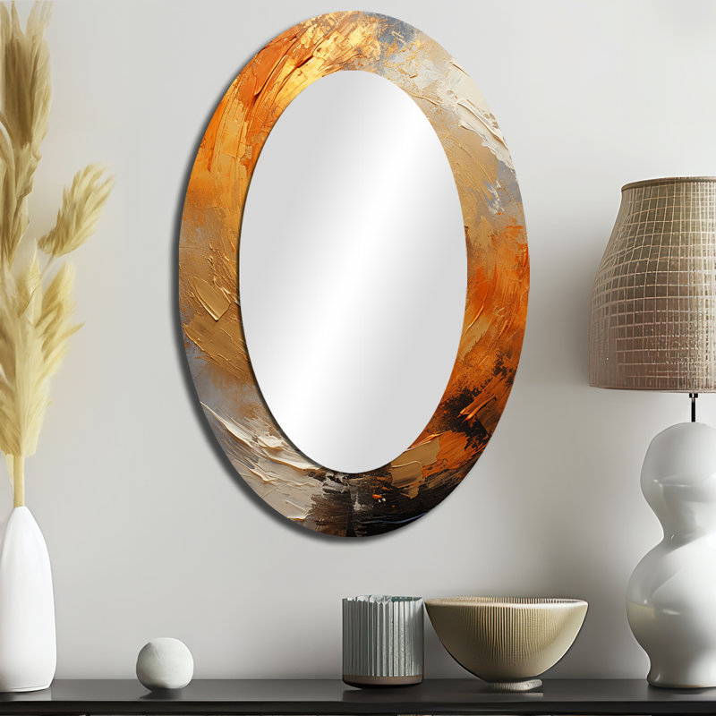 Miroir mural doré sur fond or - Orange, 36 po x 24 po