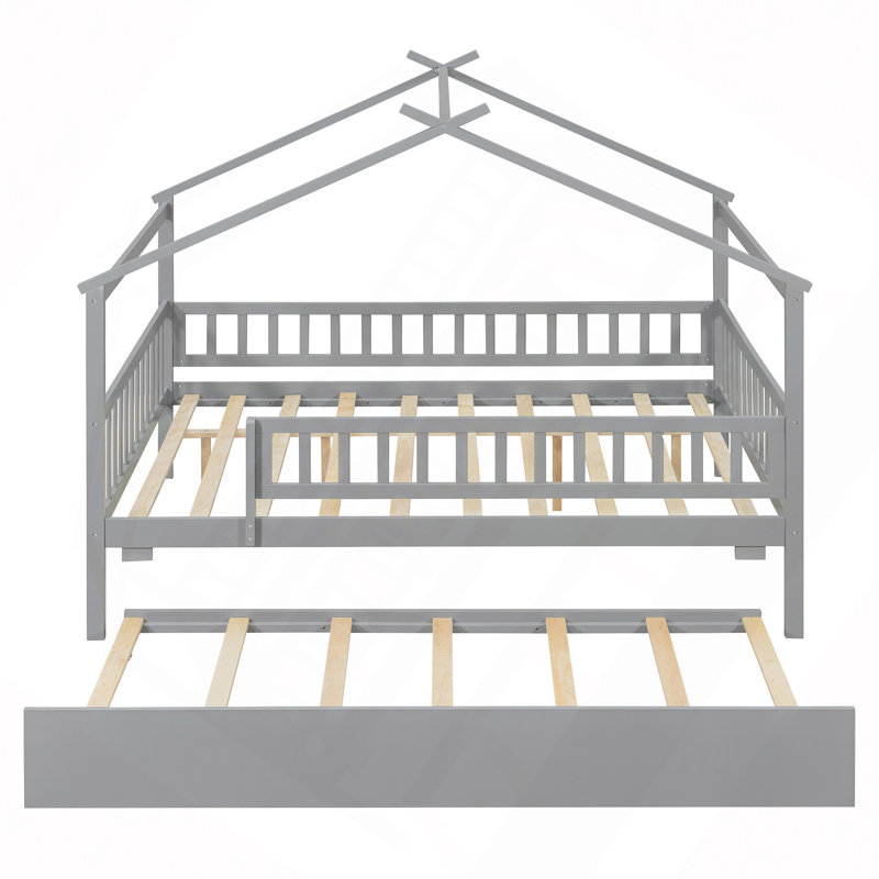 Lit gigogne en bois, Gris