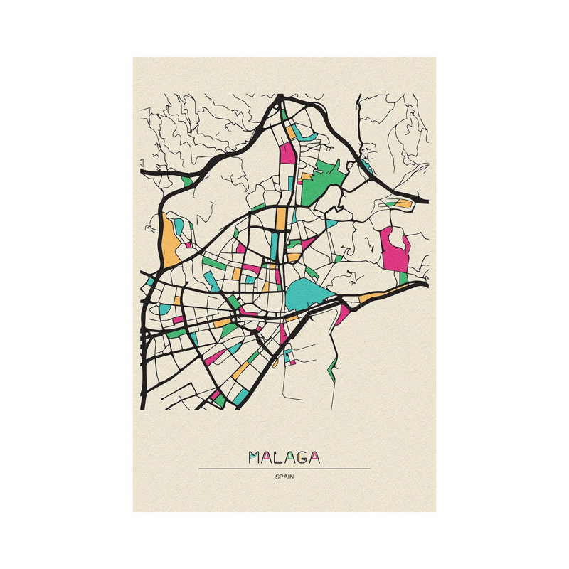 «Valencia, Espagne Map» par Ayse Deniz Akerman - Estampe numérique sur toile tendue avec châssis, H 18 po x l 12 po x 1,5 po