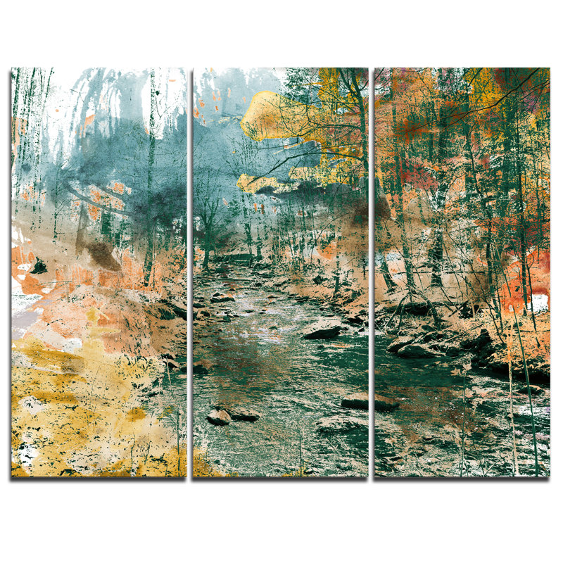« rocky river- », ensemble de 3 reproductions d’art sur toiles tendues