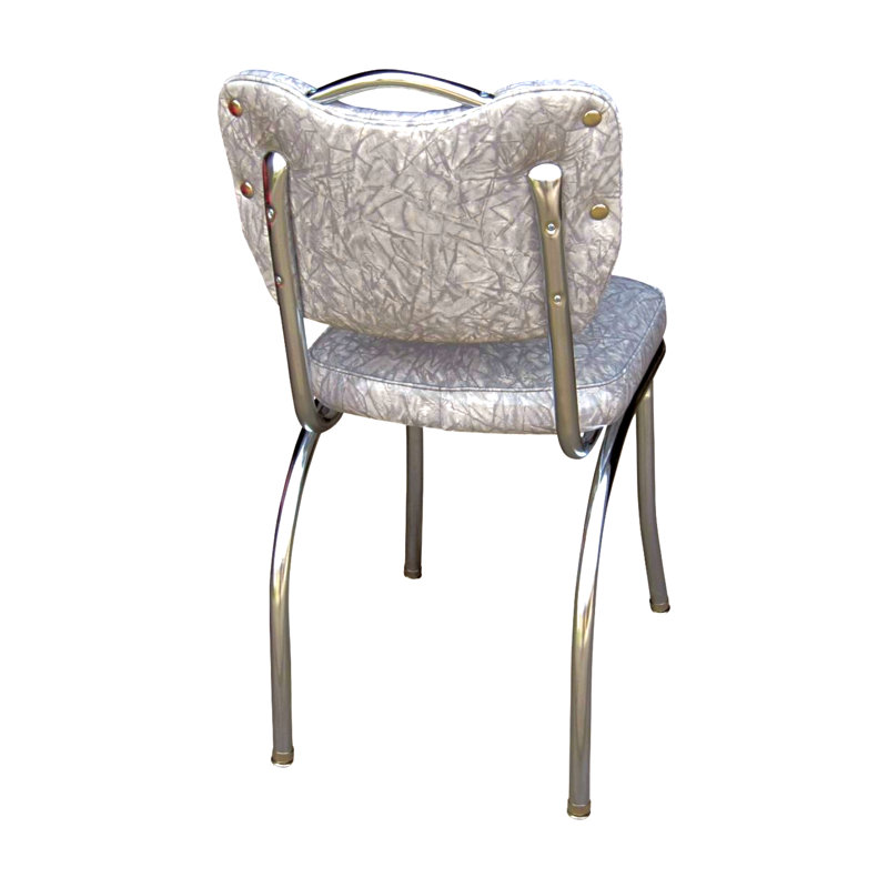 Retro Home Upholstered Handle Back Dining Chair, Cracked Ice Gray