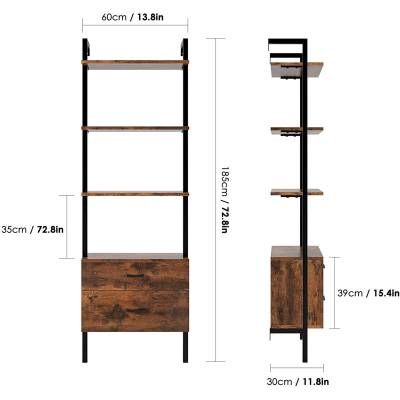 185cm H x 60cm W Steel Ladder Bookcase