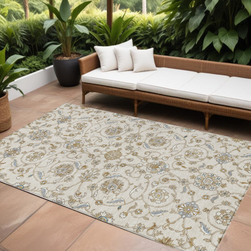 Tapis intérieur / extérieur marocain ivoire et brun 9 'X 12'