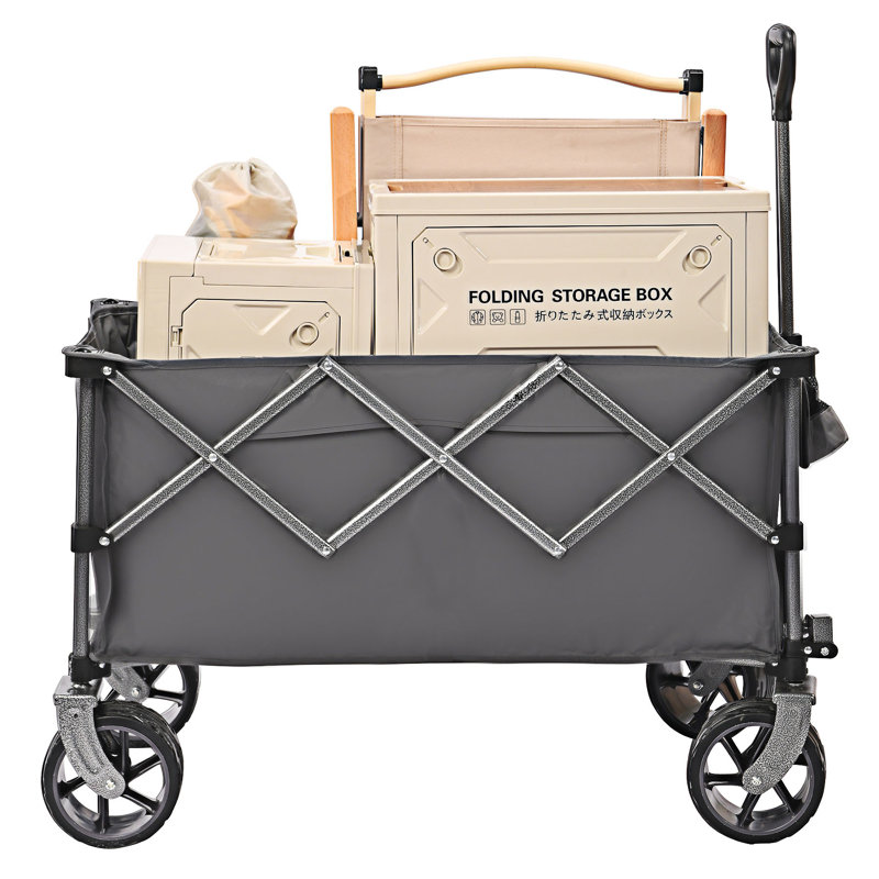Folding Wagon Cart With Big Wheels, Gray