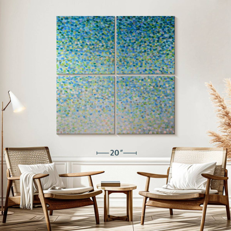 Verre bleu de mer, H 57 po x l 57 po