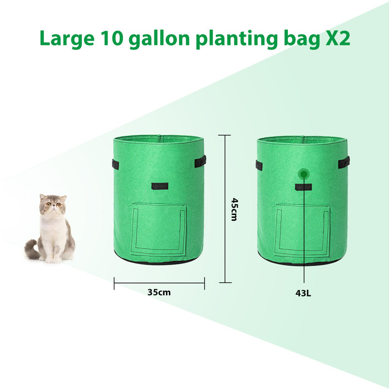 2 Pack 10 Gallon Grow Bags with 8 Side Grow Pockets, Planter Growing Kit with Reinforce Handles for Garden Strawberries, Herbs, Flowers (Set of 2)