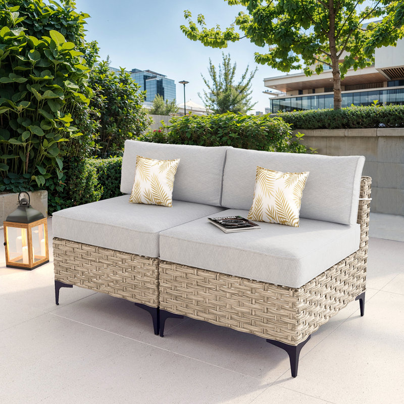 Wicker Outdoor Patio Sofa Set With Cushions, Grey