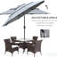Parasol extérieur gris foncé, avec manivelle fusionnée et inclinaison à bouton-poussoir pour terrasse de jardin pelouse, surfaces