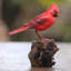 Perched Virginia Cardinal Wood Sculpture