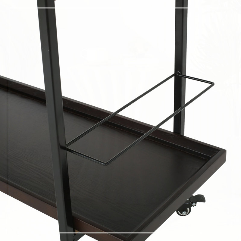 Îlot de cuisine avec tablette ouverte et roulettes, Walnut