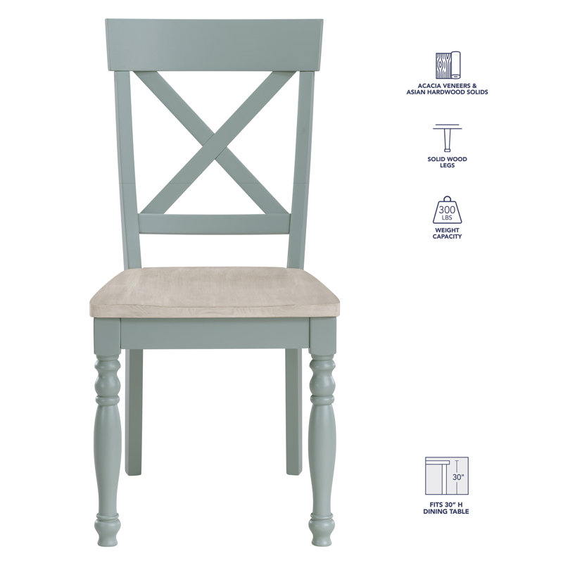 Darcy Solid Wood Side Chair, Mint Green