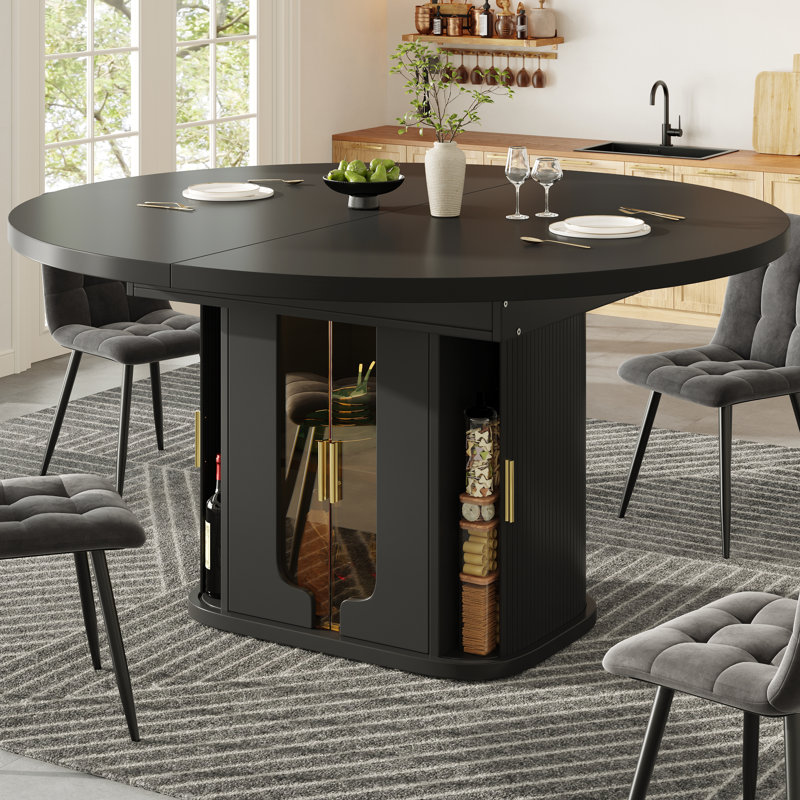 Extendable Oval Dining Table, Black