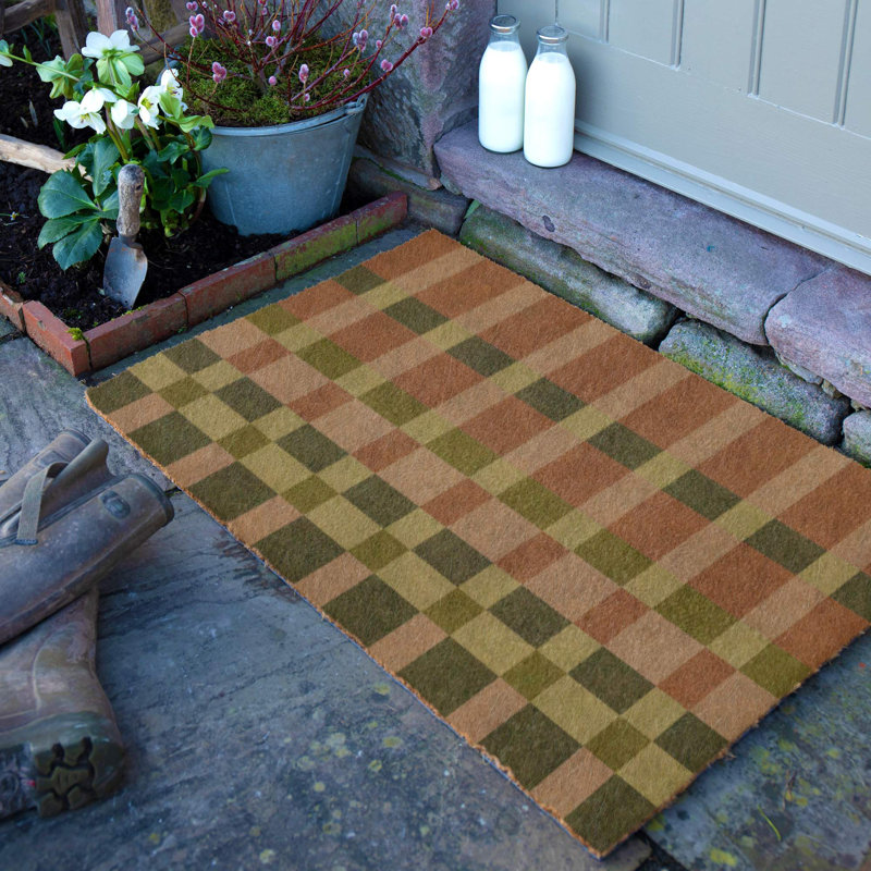 Check Coir Doormat, 60cm W x 90cm L