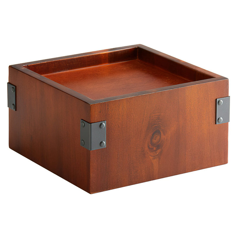 WB-955-W - Élévateur carré en bois de 9,5 po avec supports en métal pour distributeur de jus et de boissons en acrylique, hauteur de 5 po (convient à DISP-3)