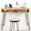 Theodora Solid Wood Top Metal Base Writing Desk-42615490