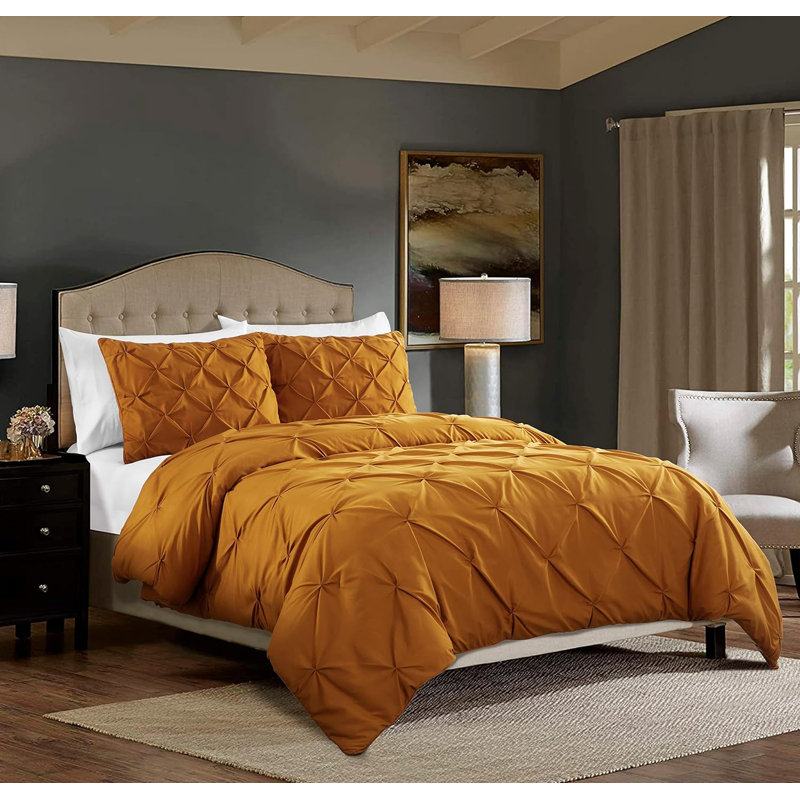 Berlin Pintuck Microfiber 3-Piece Comforter Set, Full Comforter + 2 Standard Shams, Spice