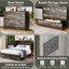 Lit avec station de charge, tiroir de rangement grand format, gris rustique, armoire pliable, station et rangement, bureaux à domicile-864276596-864276601